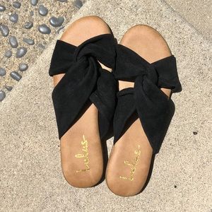 Black Suede Slide Sandals